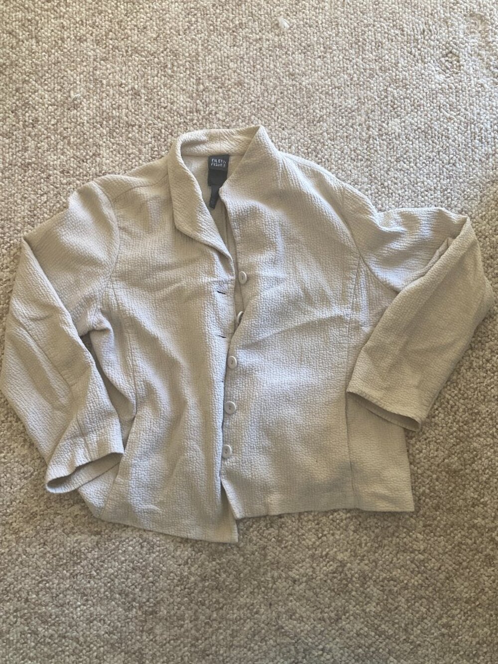 Eileen Fisher 100% organic crinkle cotton button front blazer size XL